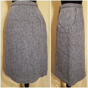 Vintage, Hannington of Boston, Herringbone Wool Tweed, Midcentury, Classic Skirt